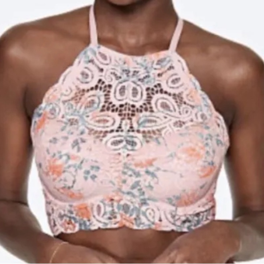 New Victoria's Secret Pink Bra Push Up Lace High Neck Wire Support Size Medium